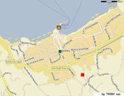 Ferienwohnung Sorrente: Die exakte Lage der Unterkunft Chiara (rotes Viereck) und des Hauptplatzes von Sorrent (Grn Punkt)