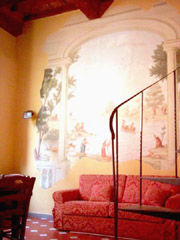Appartement Location Florence: Salle de sjour avec fresque de l'Appartement Botticelli  Florence